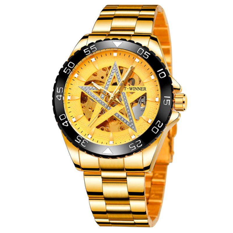 Relógio Masculino Automático Diamond Star Luxo Skeleton