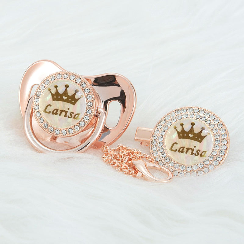 Chupeta de Luxo Nome Personalizado Conjunto Príncipes e Princesas