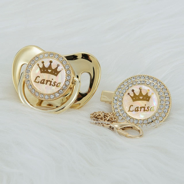 Chupeta de Luxo Nome Personalizado Conjunto Príncipes e Princesas