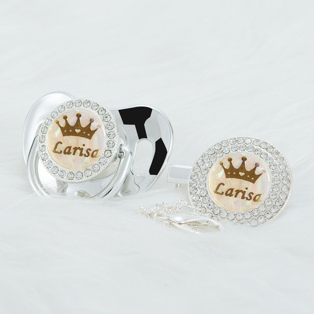 Chupeta de Luxo Nome Personalizado Conjunto Príncipes e Princesas