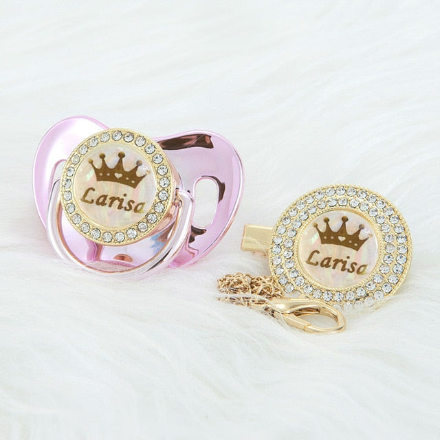 Chupeta de Luxo Nome Personalizado Conjunto Príncipes e Princesas